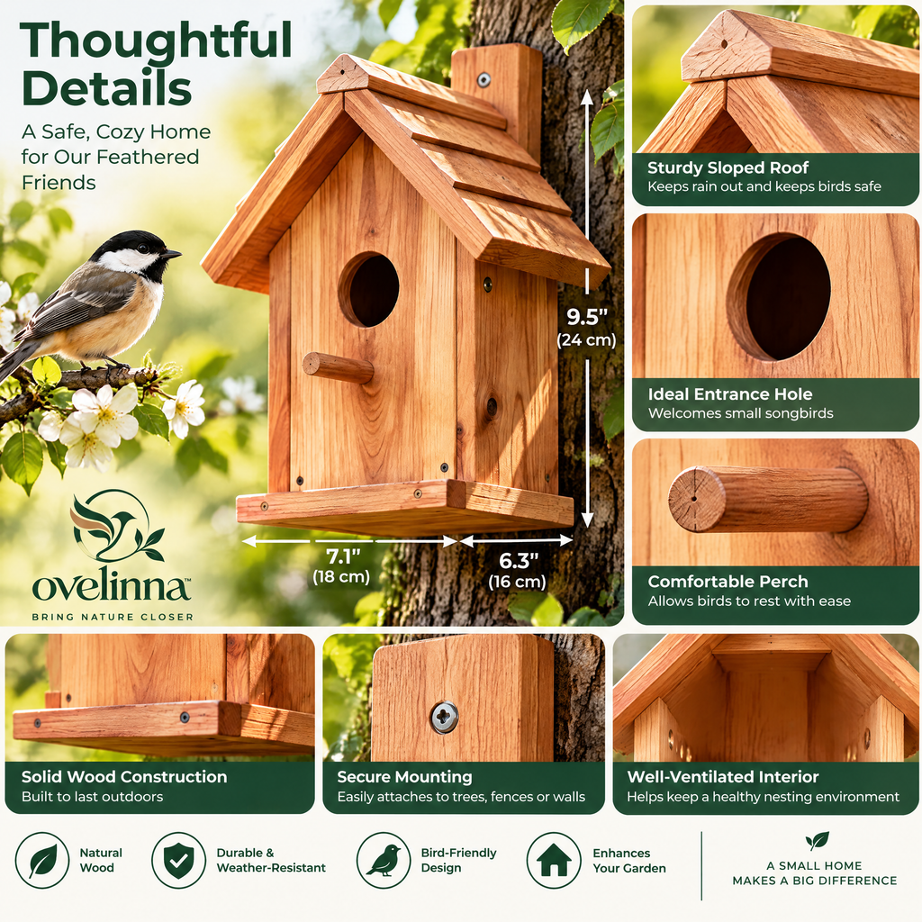 ovelinna™ Wooden Bird House - detail image 2